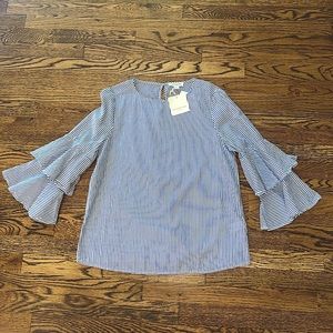 NWT Beach Lunch Lounge pinstripe blouse